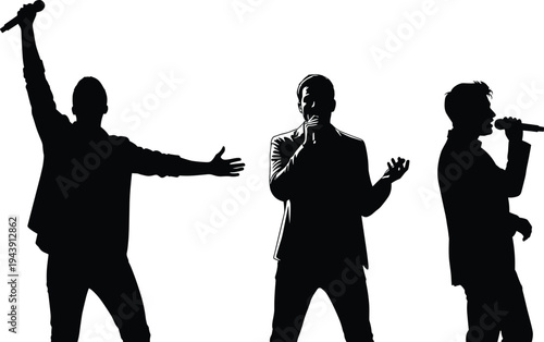 Three performers engaging the audience in a dynamic stage presentation