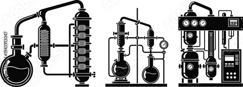Historical progression of laboratory glassware and distillation apparatus