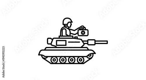 Soldier in Tank Holding Medical Kit Icon