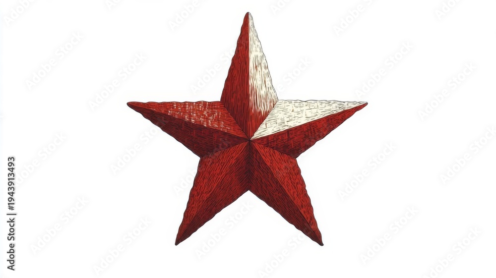 Fototapeta premium Vibrant red star emblem on clean white background for universal symbolism and design.