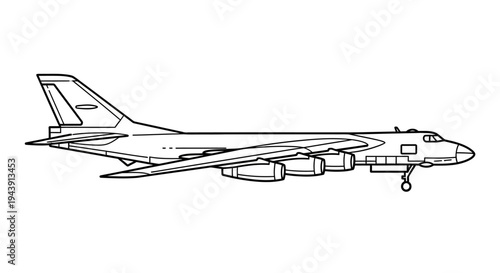 Tupolev Tu-160 Blackjack Bomber Aircraft Outline Drawing