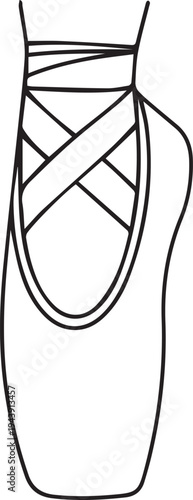 Vector illustration of a ballet shoe, dance shoe, or pointe shoe