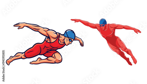 Swimmer Silhouette Freestyle Stroke Vector Icon