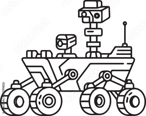 Vector illustration of a robotic rover with wheels and camera