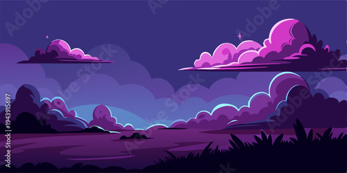 night landscape with moon and clouds
