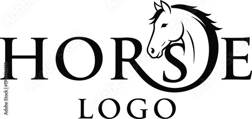 Horse-themed logo featuring a stylized horse head integrated within the text