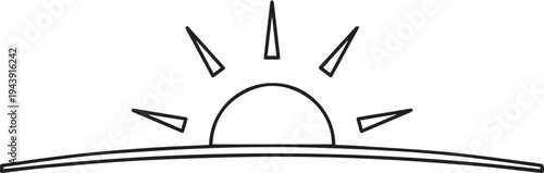 Vector sunrise icon, simple line drawing