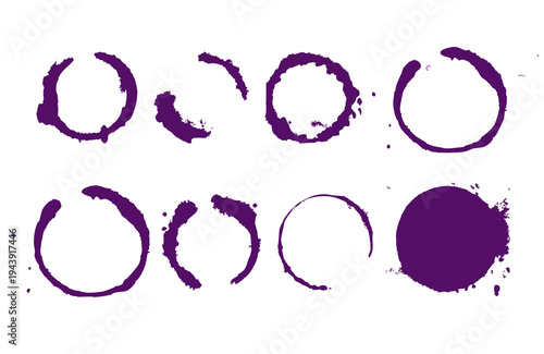 set of grunge circle brush vector illustration