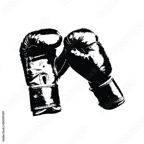 Black and white vintage illustration of boxing gloves vector art hand drawn style