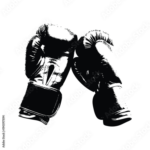 Black and white vintage illustration of boxing gloves vector art hand drawn style