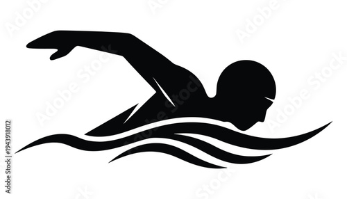 Silhouette of a Woman Swimmer Performing Freestyle Stroke Icon