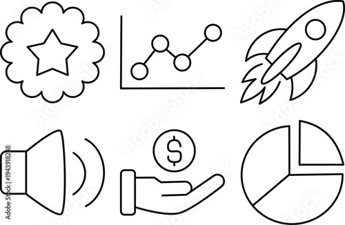 Startup Business Growth Line Icons