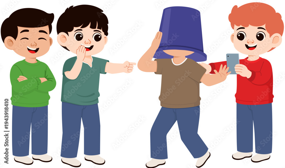 Obraz premium Illustration of Children Bullying Another Child