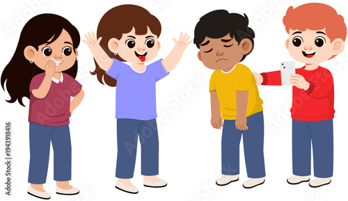 Illustration of Children Bullying Another Child
