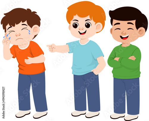 Illustration of Children Bullying Another Child