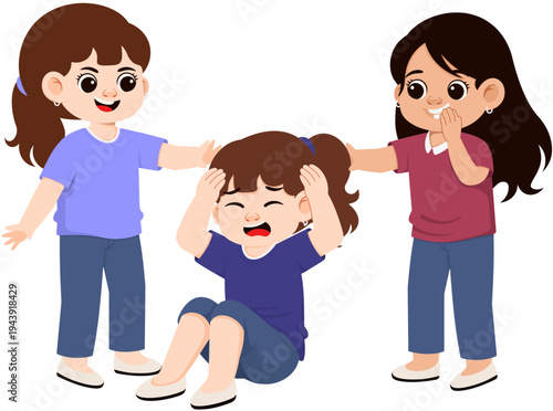 Illustration of Children Bullying Another Child
