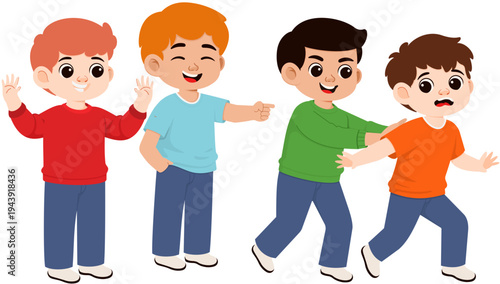 Illustration of Children Bullying Another Child