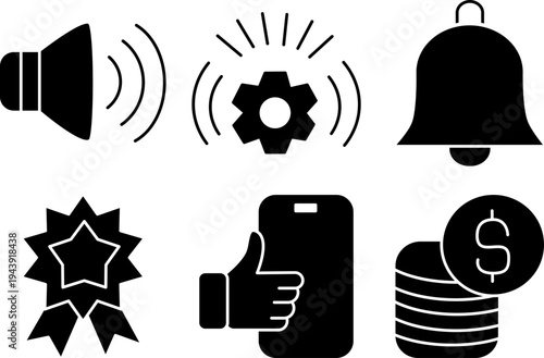 Digital Notification Solid Icon Set