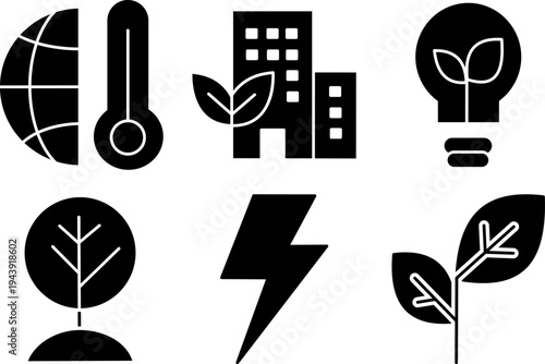 Sustainable Green Energy Solid Icons