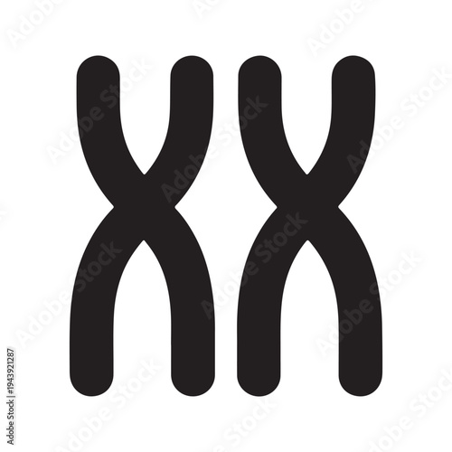 chromosome symbol, black isolated silhouette
