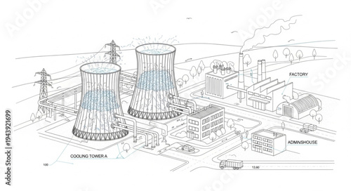 Industrial Plant Cooling Towers.