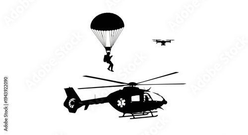 Helicopter, Parachutist, Drone: Aerial Rescue and Surveillance Mission