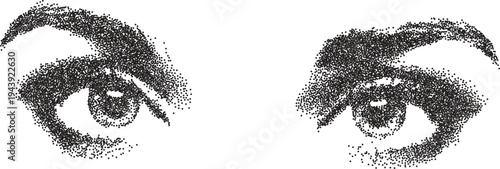 Eye vintage y2k stipple art, vision halftone stipple brutalist retro vector png with transparent background, iris 2000s aesthetic photocopy effect tattoo