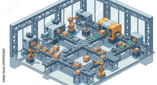 Industrial Factory Robot Production Line.
