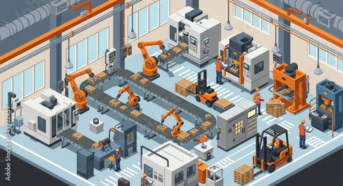 Industrial Factory Robot Production Line.