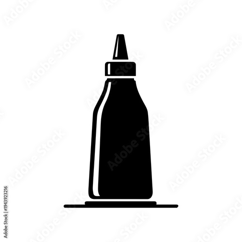 Mustard sauce bottle symbol representing condiment container for cooking and dining Vector illustration