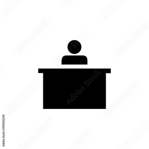 Office reception desk symbol representing front office service and workplace welcome area Vector illustration