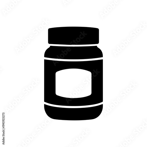 Peanut butter jar icon representing creamy nut spread food container Vector illustration