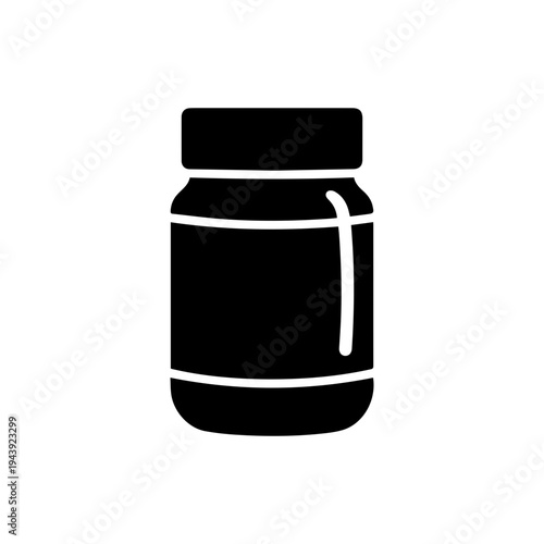 Peanut butter spread jar symbol representing nutritious snack ingredient food container Vector illustration