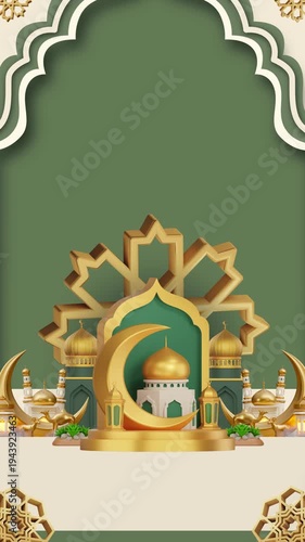 Golden Eid Mubarak Vibes Aesthetic Islamic Mosque Crescent Luxury Ramadan Background