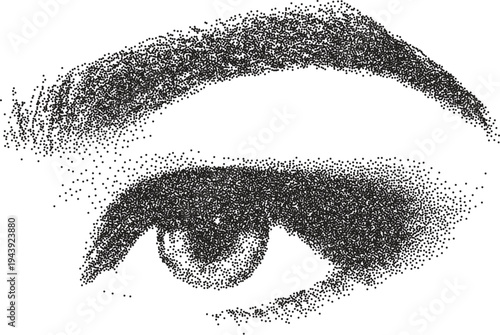 Eye vintage y2k stipple art, vision halftone stipple brutalist retro vector png with transparent background, iris 2000s aesthetic photocopy effect tattoo