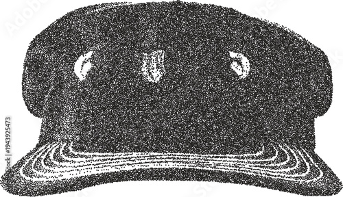 Hat vintage y2k stipple art, brim halftone stipple brutalist retro vector png with transparent background, crown 2000s aesthetic photocopy effect tattoo