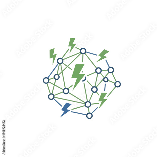 Abstract network connections with energy bolts representing power and innovation in a conceptual digital design