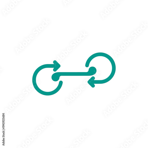 Minimalist two-way arrow icon symbolizing continuous data exchange, flow, integration, and the dynamic process of digital transformation