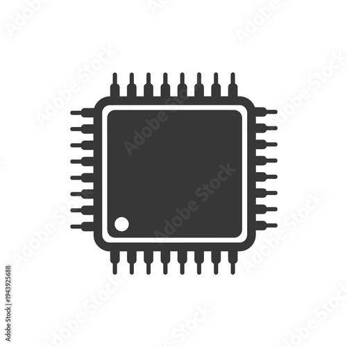 Computer chip icon representing digital technology, central processing unit, and electronic components, symbolizing innovation and data processing for modern systems