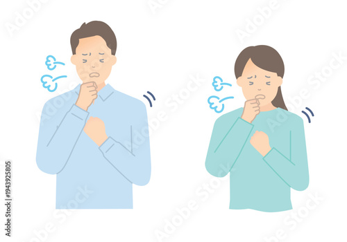 咳をする男女のイラストベクター素材