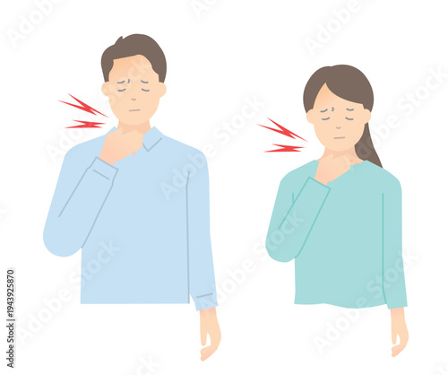 喉が痛い男女のイラストベクター素材