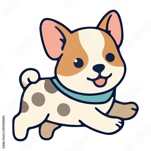Cute Cartoon Puppy Running