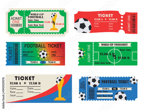 Soccer and Football Match Ticket Templates Set
