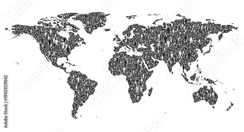 World Map Made of People - A Global Community Representation.