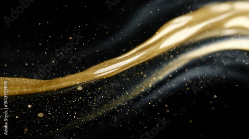 Luxurious molten gold liquid splash, glossy metallic reflections, black background, premium abstract wallpaper