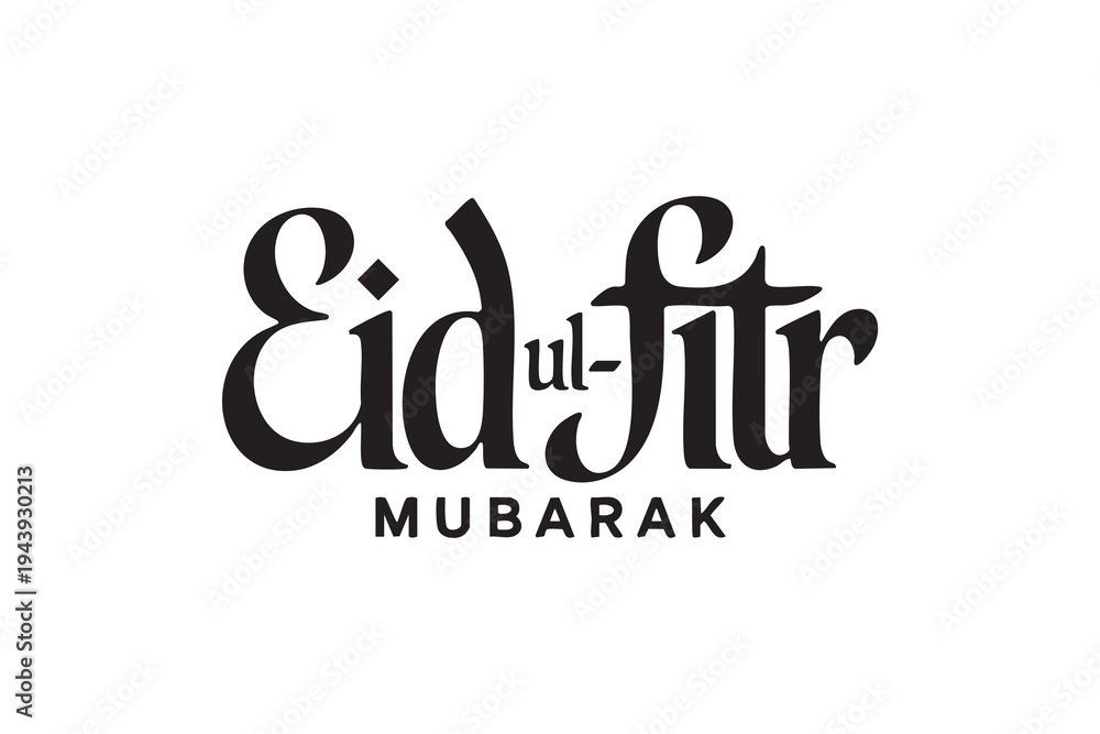 Fototapeta premium Eid ul Fitr Mubarak Typography Set – Elegant Islamic Calligraphy Lettering for Eid Festival Design