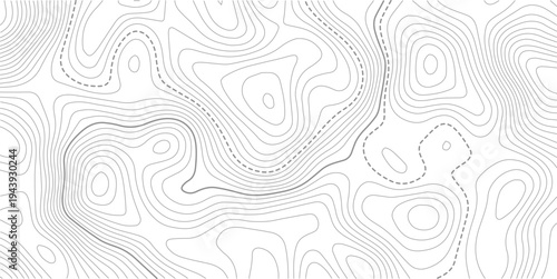 Geographic abstract pattern. The topo contour or wallpaper. Mountain trail terrain or path.The stylized height of the topographic map contour in lines and contours isolated on transparent.
