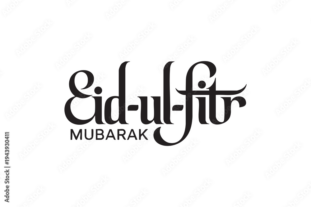 Fototapeta premium Eid ul Fitr Mubarak Typography Set – Elegant Islamic Calligraphy Lettering for Eid Festival Design