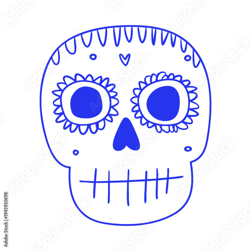 Sugar Skull Day Of The Dead Doodle Illustration