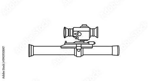 Line Drawing of a Sniper Scope Mounted on a Rifle Barrel